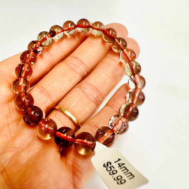 Red Rutile Quartz Crystal Bracelet 8mm - Ai Ne