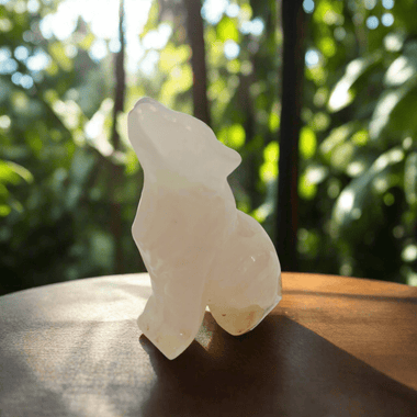 Rose quartz Animal Carving Wolf 5cm tall - Ai NeGifts & Crystals
