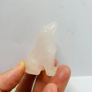 Rose quartz Animal Carving Wolf 5cm tall - Ai NeGifts & Crystals