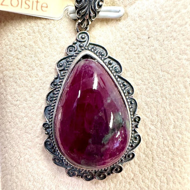 Ruby Zoisite Sterling Silver Crystal Pendant - Ai NeJewellery