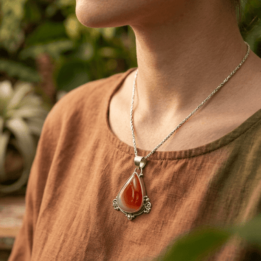 Sale! 925 Sterling Silver Carnelian Crystal Pendant 22mm - Ai NeDefault Category