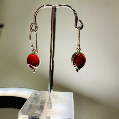 Sterling Silver "AAA'' Carnelian Crystal Earrings - Ai Ne