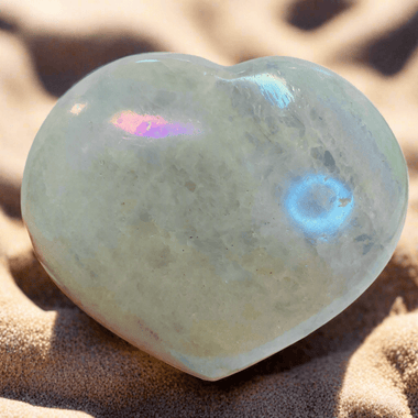 Stunning Aura Celestite Crystal Heart 10 cm - Ai Ne