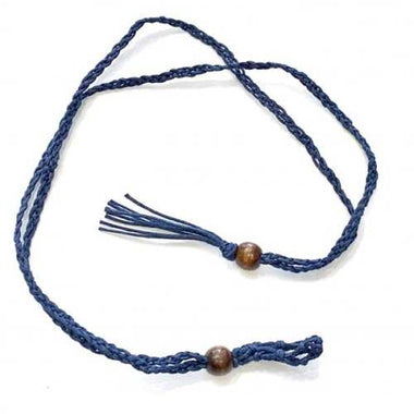 Navy Blue Eco-Friendly 100% Linen Cord Bead Necklace Interchangable / Adjustable Macrame Hemp Crystal Pendant Pouch Net Necklace - Ai NeDefault Category