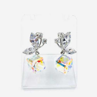 925 Sterling silver Swarovski Crystal Earrings Butterfly Cube Crystal AB - Ai NeDefault Category