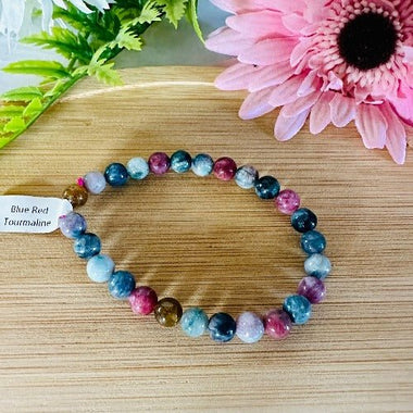 Blue Red Tourmaline Grade "AAA" Gemstone Bracelet size 7mm - Ai NeJewellery