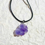 Amethyst Crystal Points Pendant Necklace Black cord with extension Chain - Ai NeDefault Category