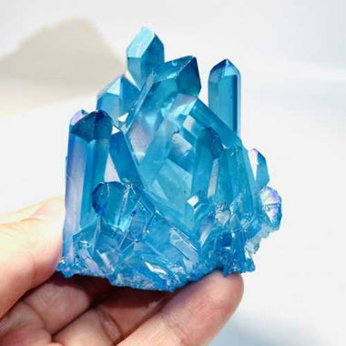 Genuine Mystic Aura Aqua Quartz Cluster Crystal Points 7x6cm - Ai Ne