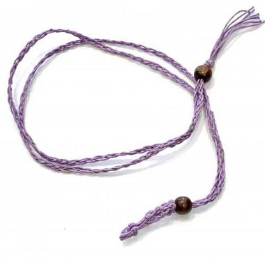 PURPLE Eco-Friendly 100% Linen Cord Bead Necklace Interchangable / Adjustable Macrame Hemp Crystal Pendant Pouch Net Necklace - Ai NeDefault Category