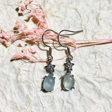 925 Sterling Silver Earrings Crystals Gemstone Aquamarine - Ai NeDefault Category