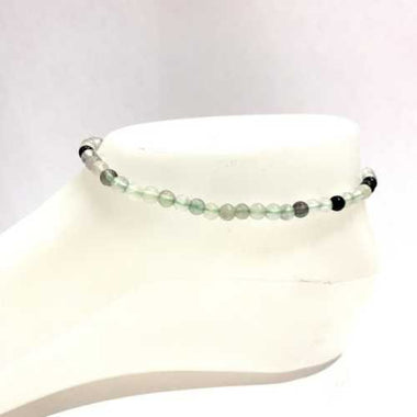 Rainbow Fluorite Crystal Gemstone Anklet -Size Round 4mm - Ai NeJewellery