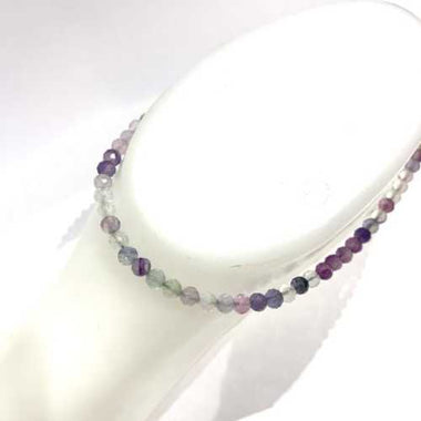 Rainbow Fluorite Crystal Gemstone Anklet -Size 4mm Faceted - Ai NeJewellery