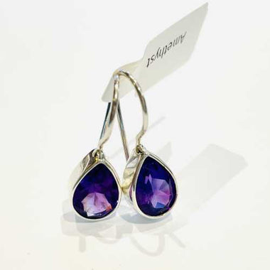 Amethyst Tear Drop Gems 925 Silver Earring | Healing and Well Being - Ai NeDefault Category