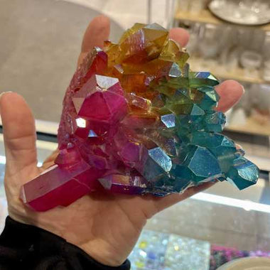 Rainbow Aura Quartz Cluster | Radiate Vibrant Energy and Harmony - Ai NeGifts & Crystals