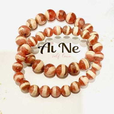 Rare Salmon Argentinian Rhodochrosite Gemstone Crystal Bracelet size 10mm - Ai NeJewellery