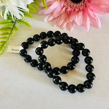 Authentic Shungite ( Graphite) Gemstone Crystals Elastic Bracelet - Ai NeJewellery