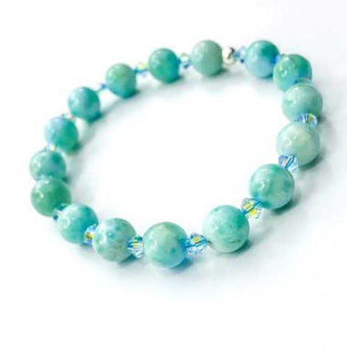 LARIMAR Gemstone / Swarovski Crystals Bracelet size 8mm - Ai NeJewellery