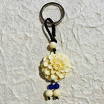 Genuine Handmade Tagua Nut Carving Key Ring Sunflower
