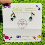 925 Sterling Silver Swarovski Crystal Stud Earrings Music Notes - Ai NeDefault Category
