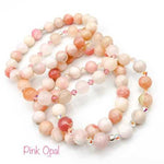 Pink Opal Gemstone / Swarovski Crystals Bracelet size 8mm - Ai NeJewellery