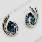 925 Sterling silver Swarovski Stud Earrings Swirly Drop Multi colour - Ai NeDefault Category