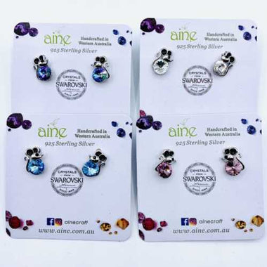 925 SS Swarovski Crystal Stud Earring Mouse Shape Crystal Clear 12mm - Ai NeDefault Category