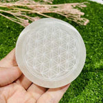 Genuine Selenite Gemstone Crystal Flower of Life charging Plate 7cm - Ai NeDefault Category