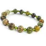 RARE! Tsavorite ( Green Garnet ) Gemstone / Swarovski Crystals Bracelet size 8mm - Ai NeJewellery