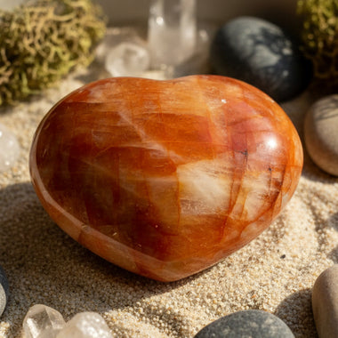 Sale! Red Quartz Hematiod Crystal Love Heart 8.5cm - Ai Ne