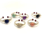 Silver Plated Wire Wrapped Crystal Rings - Ai Ne