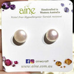 Silver Stud Earrings Freshwater Pearls Round 8mm - Ai NeDefault Category