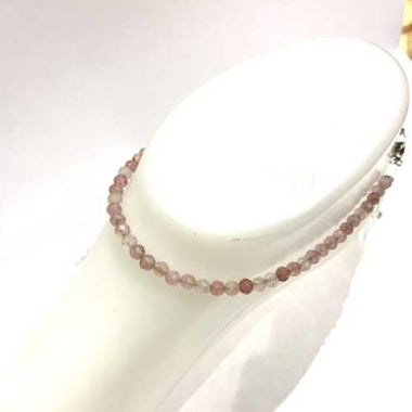 Strawberry Quartz Crystal Gemstone Anklet -Size 4mm Faceted - Ai NeJewellery