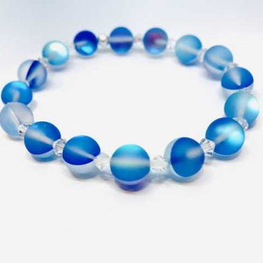 Swarovski Crystals / Mystic Aura Quartz Gemstone Bracelet size 8mm Sapphire Blue - Ai NeJewellery