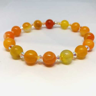 Swarovski Crystals / Orange Agate Gemstone Bracelet size 8mm - Ai NeJewellery