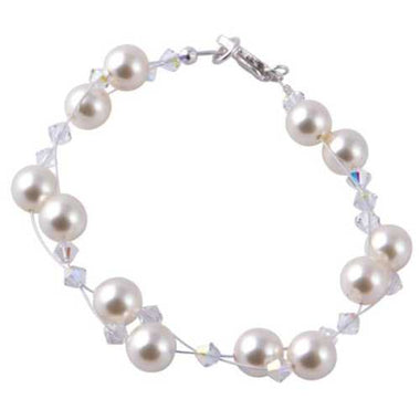 Swarovski Pearls / Crystals weaved Bracelet Cream - Ai NeJewellery