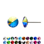 925 Silver Swarovski Crystal Stud Earrings Classic Round 6mm Birthstone - Ai NeDefault Category