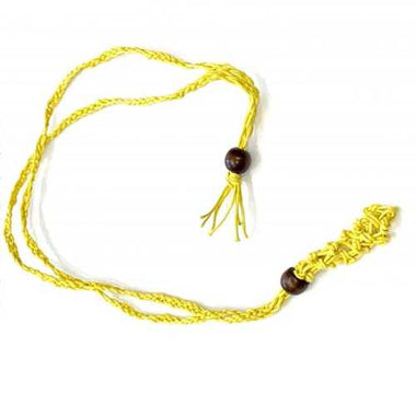 YELLOW Eco-Friendly 100% Linen Cord Bead Necklace Interchangable / Adjustable Macrame Hemp Crystal Pendant Pouch Net Necklace - Ai NeDefault Category