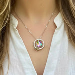 18kt White Gold Plated Swarovski Crystal Pendant Diagonal cube with Butterfly vitrail Medium - Ai NeDefault Category