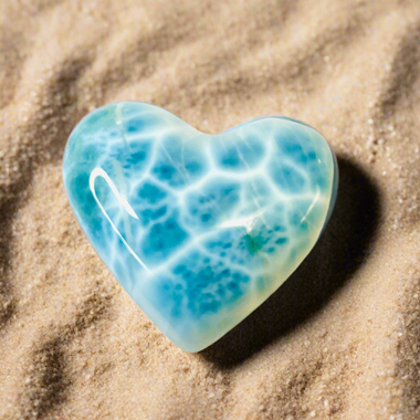 Authentic Larimar Crystal Love Heart Shape 3cm  |  Healing Energy Communication and Expression