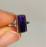 925 Sterling Silver Rectangular Shaped Sugilite Crystal Ring  |  Spiritual Growth Protection Healing