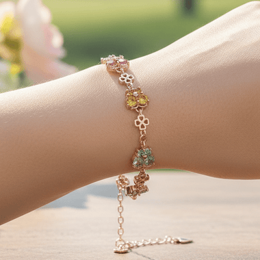 925 Silver 18kt Rose Gold Plated Candy Tourmaline Butterfly Bracelet - Ai NeJewellery