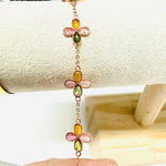 925 Silver 18kt Rose Gold Plated Candy Tourmaline Flower Bracelet - Ai NeJewellery