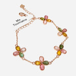 925 Silver 18kt Rose Gold Plated Candy Tourmaline Flower Bracelet - Ai NeJewellery