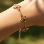 925 Silver 18kt Rose Gold Plated Candy Tourmaline Flower Bracelet - Ai NeJewellery