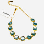 925 Sterling Silver 18kt Gold Plated Aquamarine Bracelet 6mm - Ai Ne