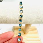 925 Sterling Silver 18kt Gold Plated Aquamarine Bracelet 6mm - Ai Ne