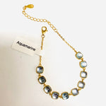 925 Sterling Silver 18kt Gold Plated Aquamarine Bracelet 6mm - Ai Ne