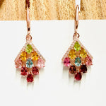 925 Sterling Silver 18kt Rose Gold Plated Earrings Crystal Gemstone Mix Sapphires - Ai NeDefault Category