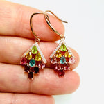 925 Sterling Silver 18kt Rose Gold Plated Earrings Crystal Gemstone Mix Sapphires - Ai NeDefault Category