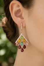 925 Sterling Silver 18kt Rose Gold Plated Earrings Crystal Gemstone Mix Sapphires - Ai NeDefault Category